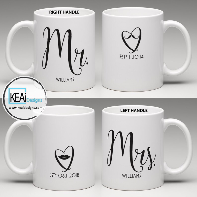 Mr and Mrs Customize Matching Coffee Mugs // Mr and Mrs Mugs - Etsy