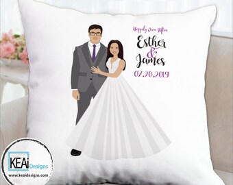 Custom Illustration Throw Pillow as Wedding Gift // Customize Throw Pillow // Wedding Gift // Gifts for Couple // Wedding Gift - KEAiDesigns