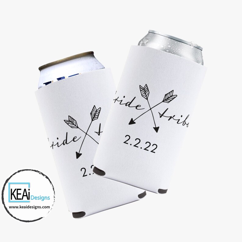 Custom Bride Tribe Can Cooler // Custom Bridesmaid Can Cooler // Customize Bridesmaid Bride Tribe Can Cooler // Wedding KEAiDesigns image 1