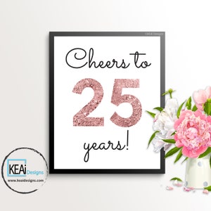 Saludos por 25 años // Signo de cumpleaños de 25 años // Cumpleaños de 25 años // Signo del 25 aniversario // Aniversario de plata // Eventos de bricolaje - KEAiDesigns