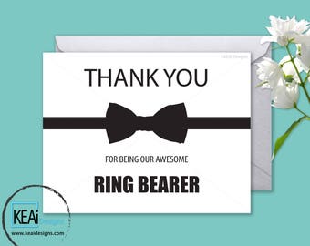 Thank You Ring Bearer INSTANT DOWNLOAD // Thank you Ring Bearer Printable Card // Thank You Bow Tie Ring Bearer // DIY Wedding - KEAiDesigns