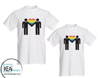 LGBTQ+ Couple T-shirts for GROOMS // 2 Grooms Love is Love matching T-shirts // Gifts for 2 Grooms // Wedding - KEAiDesigns
