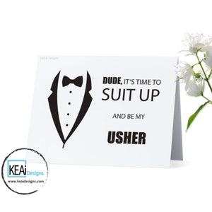 INSTANT DOWNLOAD Will You Be My Usher // Ask Usher Printable Card // Fun Ask Usher Card // Bow Tie Ask Usher Card / DIY Wedding KEAiDesigns image 2