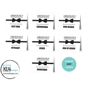 Paquet imprimé // Noeud papillon drôle Demandez à la carte de célébrant // Serez-vous mon meilleur homme, garçon d’honneur, demandez huissier, demandez au porteur de bague // Mariage - KEAiDesigns