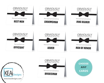 Printed Bundle // Bowtie Funny Ask Officiant Card // Will You Be My Best Man, Groomsman, Ask Usher, Ask Ring Bearer // Wedding - KEAiDesigns