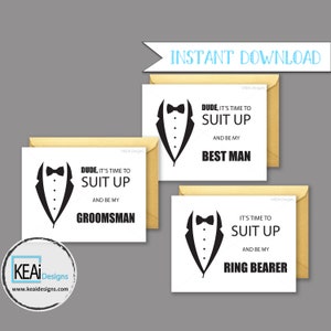 3 carte - DOWNLOAD IMMEDIATO // Chiedi divertente alla festa di matrimonio // Divertente sarai il mio testimone dello sposo, testimone dello sposo, portatore dell'anello // Matrimonio fai da te - KEAiDesigns