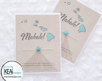 Bulk - Starfish Hawaii Wish Bracelets as Wedding Favors // Hawaii Wedding Favors // Hawaii Wedding thank you cards // Handmade - KEAiDesigns