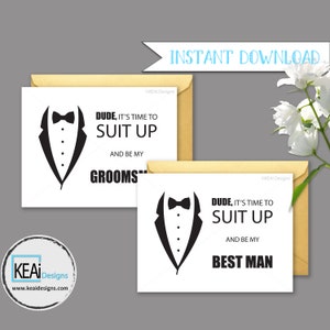 2 cartes - TÉLÉCHARGEMENT INSTANTANÉ Fun Ask Wedding Party // Funny Serez-vous mon témoin ? // Serez-vous mon garçon d'honneur ? // Mariage DIY - KEAiDesigns