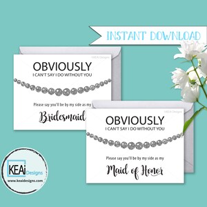 2 Cards Bundle - Will You Be My Bridesmaid INSTANT DOWNLOAD // Bridesmaid Proposal Card // Ask Bridal Party // Wedding - KEAiDesigns