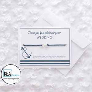 Bulk - Nautical Anchor Wish Bracelets as Wedding Favors // Nautical Wedding Favors // Wedding thank you cards // Handmade - KEAiDesigns