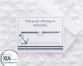 Bulk - Nautical Anchor Wish Bracelets as Wedding Favors // Nautical Wedding Favors // Wedding thank you cards // Handmade - KEAiDesigns