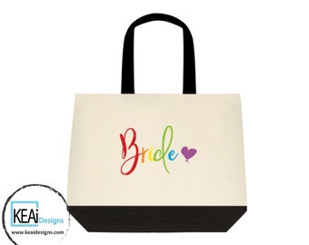 LGBTQ+ women matching tote bags for BRIDES // Brides Tote Bag // Brides Classic Cotton Tote bags // Gifts for Brides // Wedding- KEAiDesigns