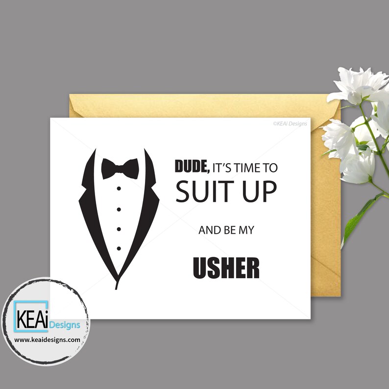 INSTANT DOWNLOAD Will You Be My Usher // Ask Usher Printable Card // Fun Ask Usher Card // Bow Tie Ask Usher Card / DIY Wedding KEAiDesigns image 6