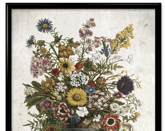 Beautiful Bouquet Flowers Vintage Print 7 - Flower Poster - Flower Art - Flower Picture - Home Decor - Home Art - Living Room - VP1187