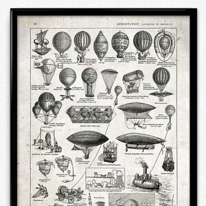 Airships Balloons Vintage Print 2 - Science Picture - Balloon Art - Balloon Picture - Airship Art - Airship Picture - Children Room - VP1005