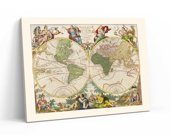 Vintage World Map 3 - Antique World Map - Vintage Wall Atlas - Historical Art - History Print - Office Decor - Office Print - Map Art VP1219
