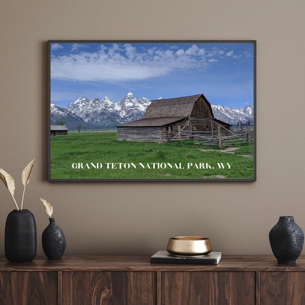 Wyoming, USA - Ghost Town and the Grand Tetons Digital Photo - Perfect Gift for Travel Enthusiasts and Nature Lovers