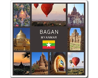 Myanmar – Ricordo della città antica di Bagan – Calamita da viaggio per frigorifero – Regalo perfetto per i viaggiatori del mondo e gli amanti della cultura