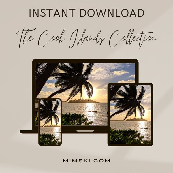 Tropical Bliss: 5 Cook Islands Screensaver and Wallpaper Collection - Instant Download
