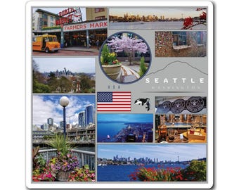 Seattle Photo Fridge Magnet, Travel Souvenir, Washington State Art