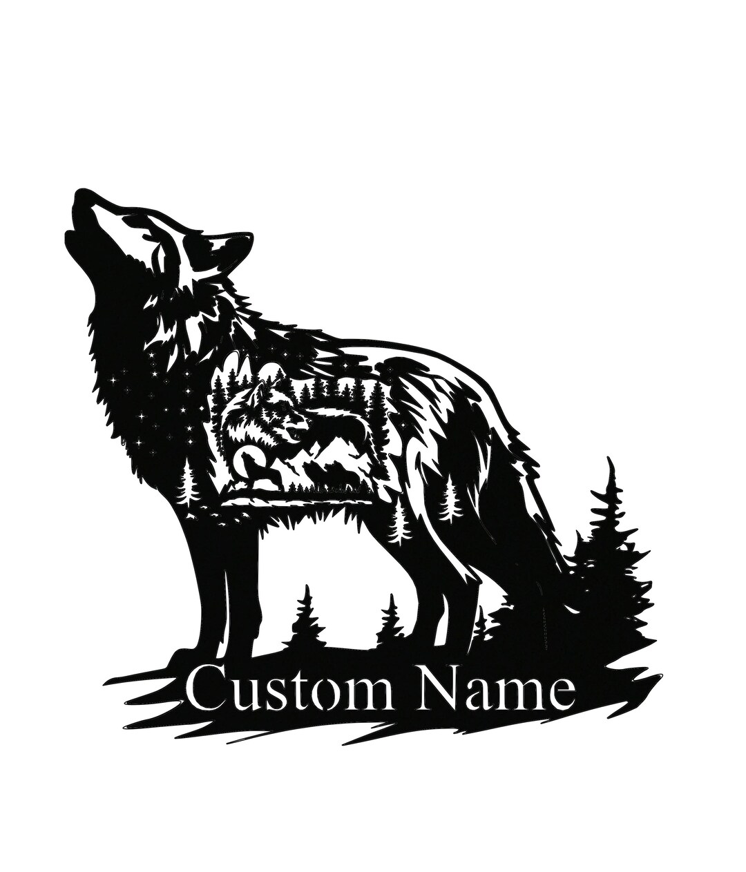Rustic Wolf Elegant, Rustic, Wolf, Timber Wolf, Customizable, Personalize, Gift ...