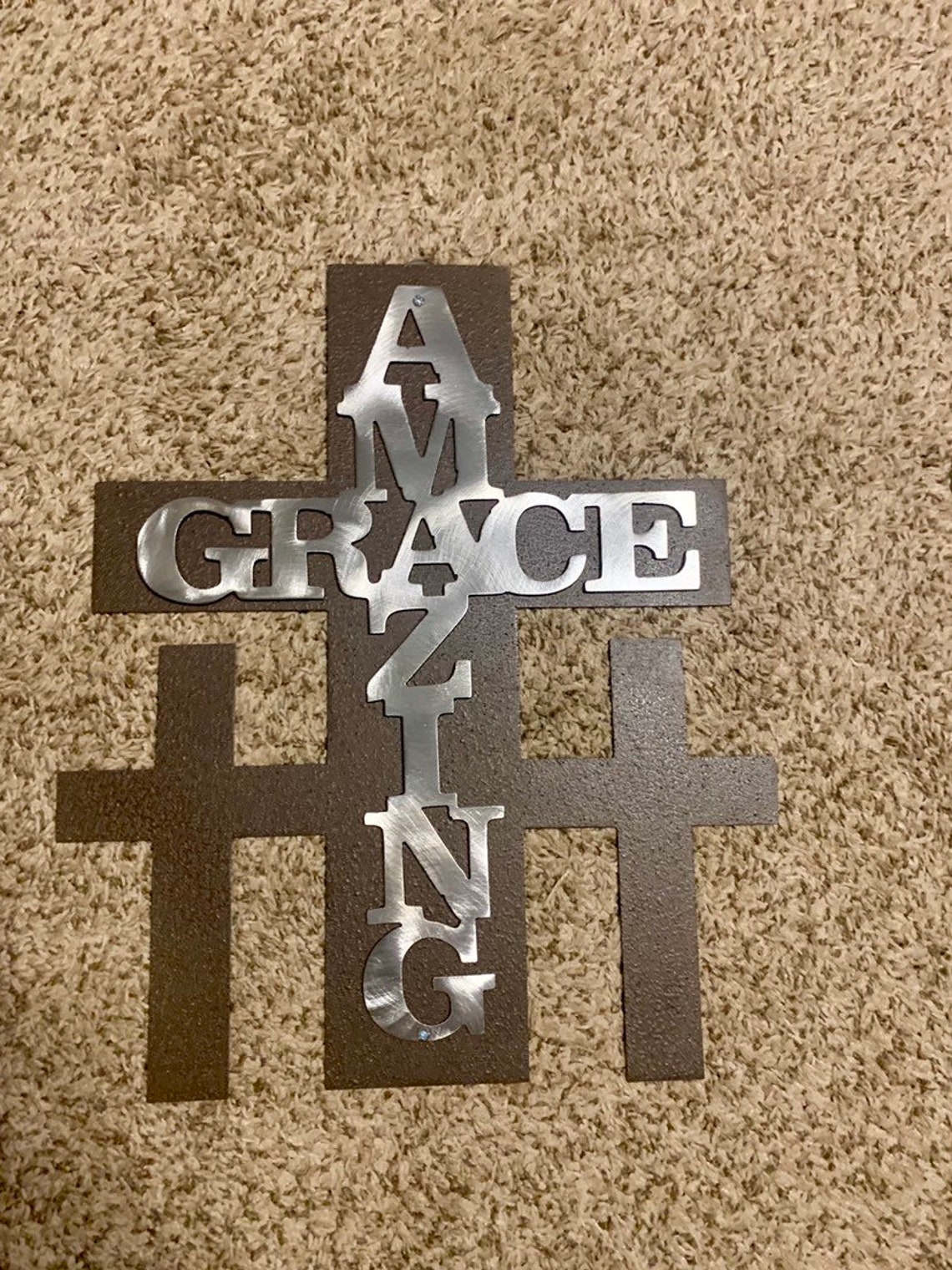 Amazing Grace Metal Christian Cross Easter Decor Etsy