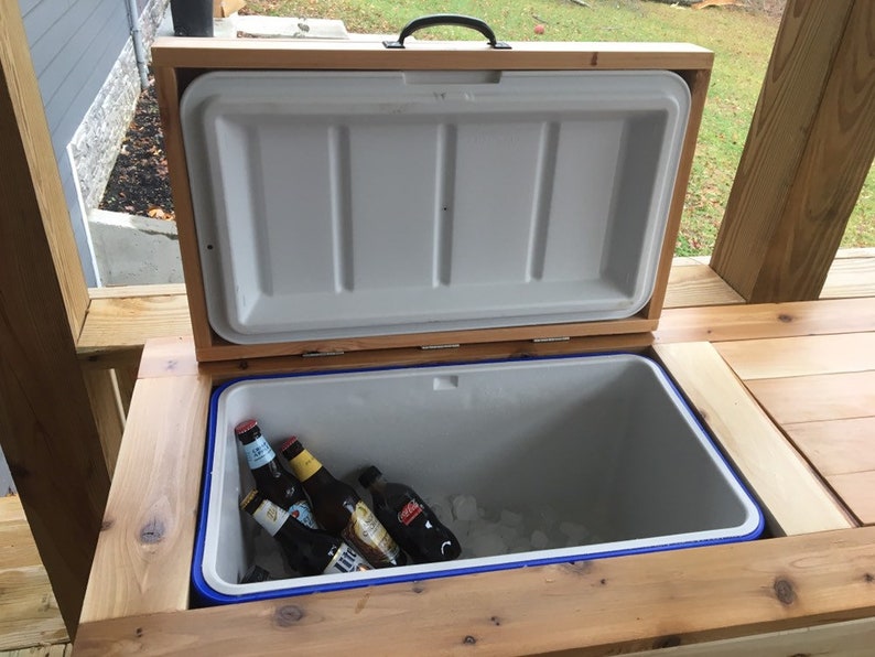 Outdoor Cedar Bar with BuiltIn Cooler and Bottom Shelf Etsy