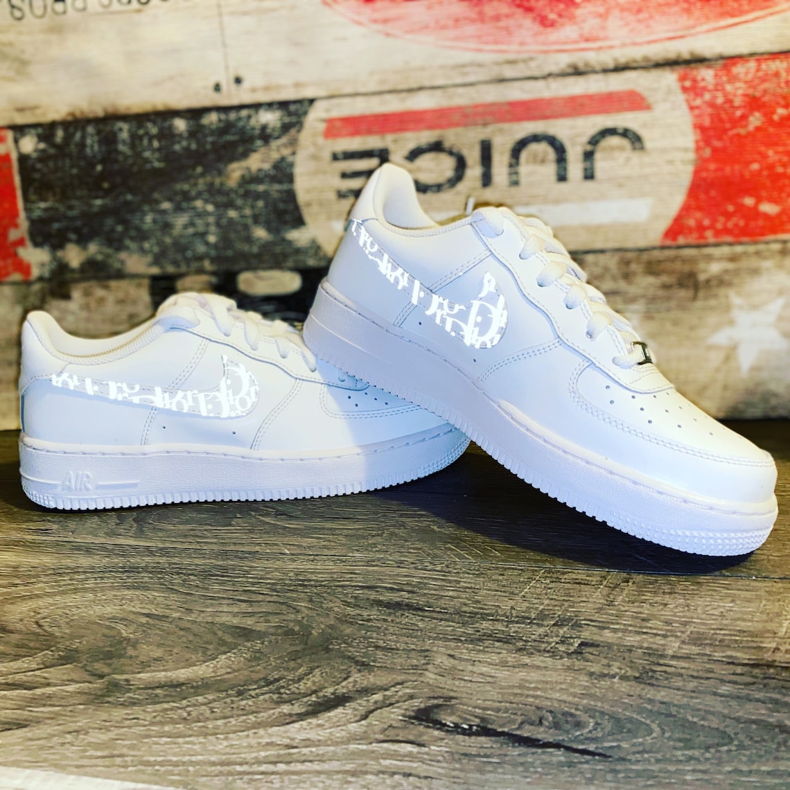Nike custom air force 1 reflective Dior apparel 32 size 4 U.K. | Etsy