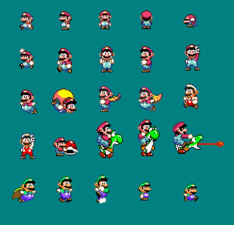 25 Super Mario World Mario and Luigi Sprite Patterns - Etsy