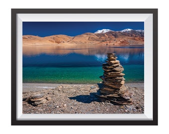 Stack of stones at Tso Moriri lake, Ladakh