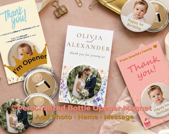 Custom Photo Bottle Opener Magnet: Personalized Keepsake Gift