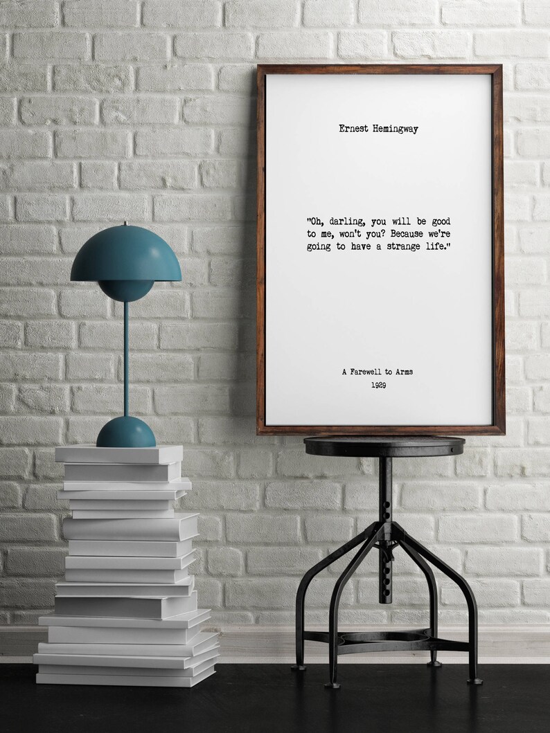 Ernest Hemingway Wall Art Book Quotes Home Decor Book Etsy