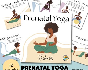 Prenatal Yoga Printable Flashcards - Digital Download - 28 pages
