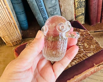 Hadeland The Forgetful Troll Crystal Figurine - Signed, Norwegian Gnome Clear Art Glass Scandinavian Paperweight