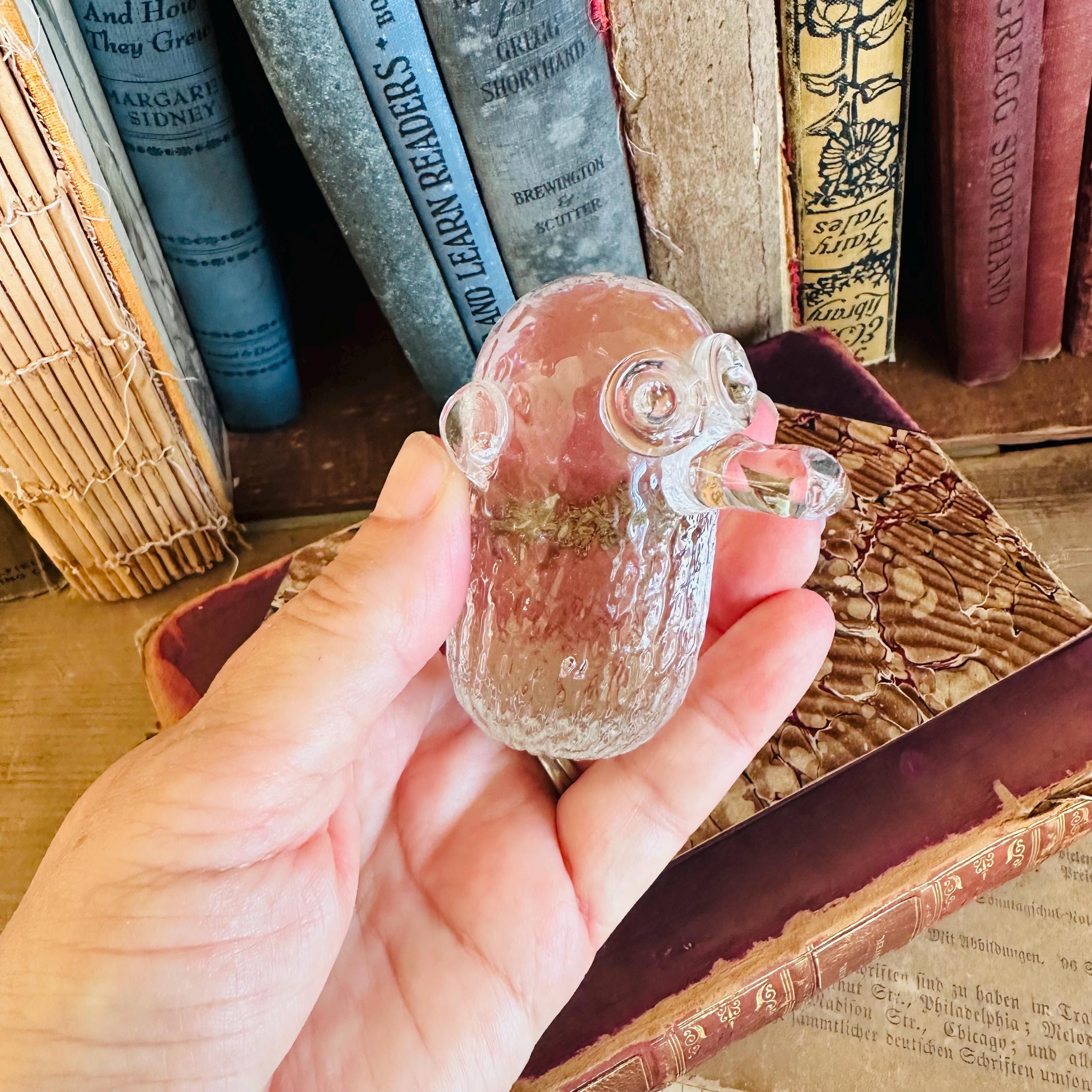 Hadeland The Forgetful Troll Crystal Figurine - Signed, Norwegian Gnome Clear Art Glass Scandinavian Paperweight