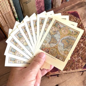Set of 10 Vintage World Map Ex Libris Antioch USA Gummed Bookplates, Made in U.S.A, Junk Journal Paper Craft Supply, Book Lover Library Gift