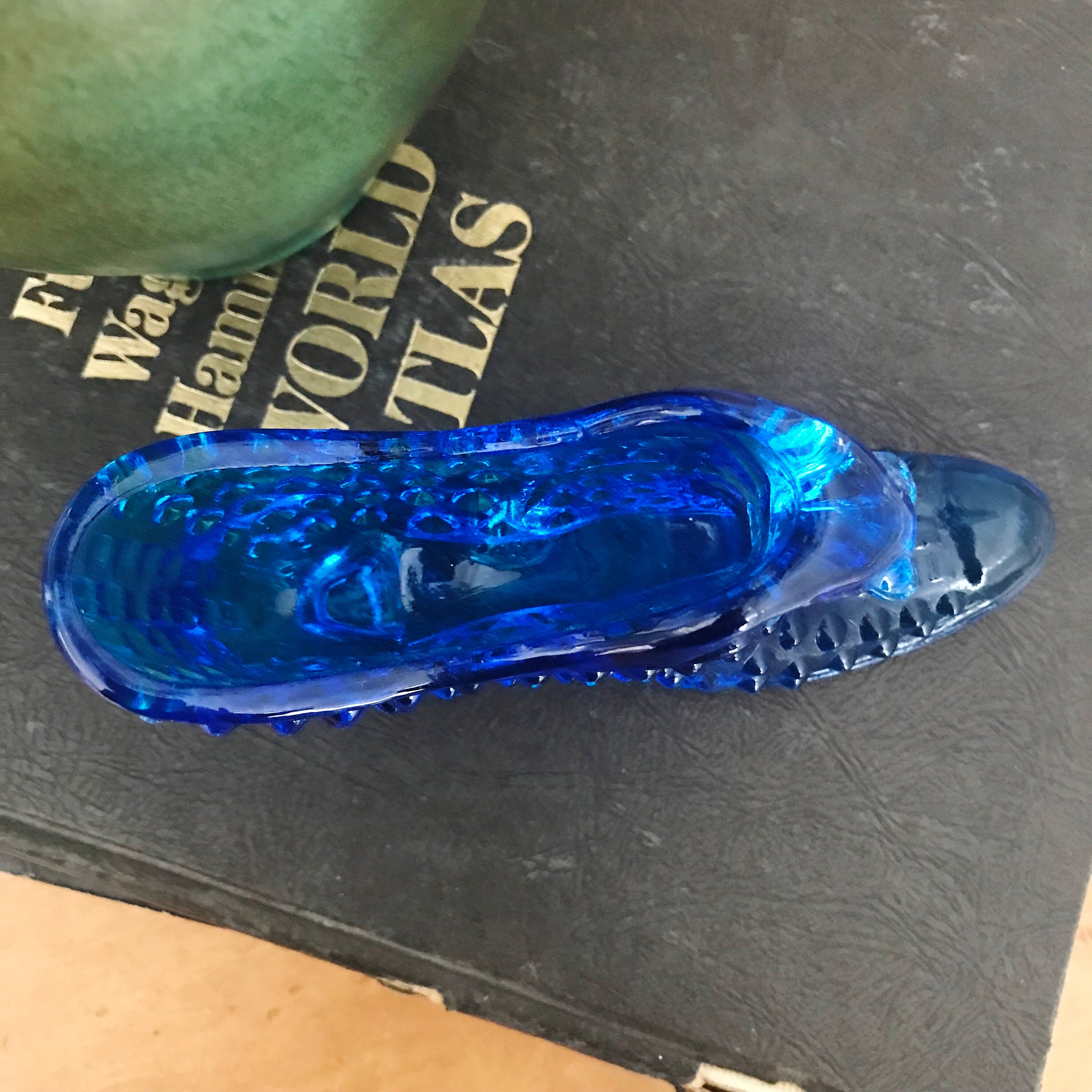 Vintage Fenton Colonial Blue Hobnail Shoe Cat Head Art Glass Etsy