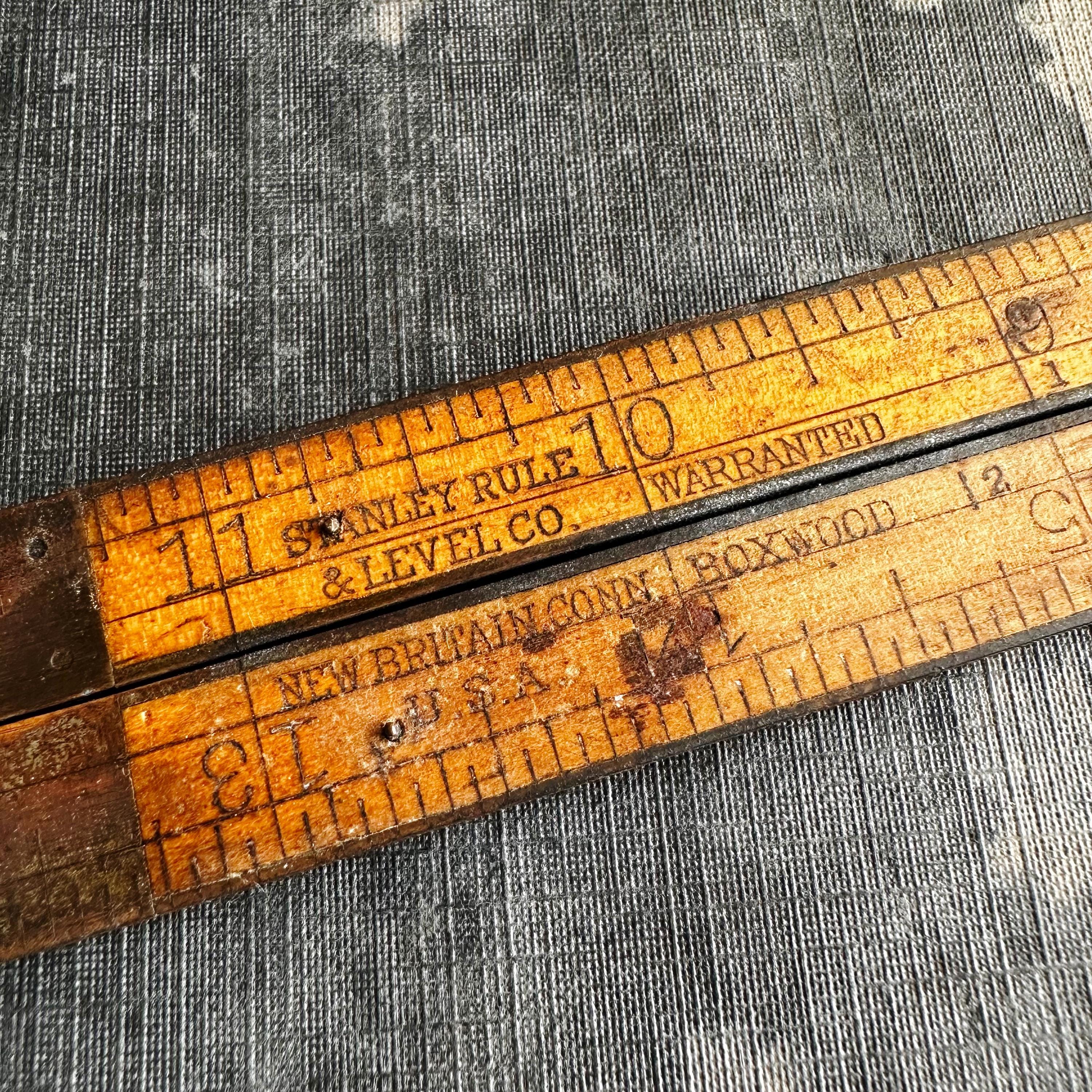 Helwig Company Ruler Antique Stanley Rule & Level Co. Folding Ruler, Brass Bound Hinges, 6 1 ...