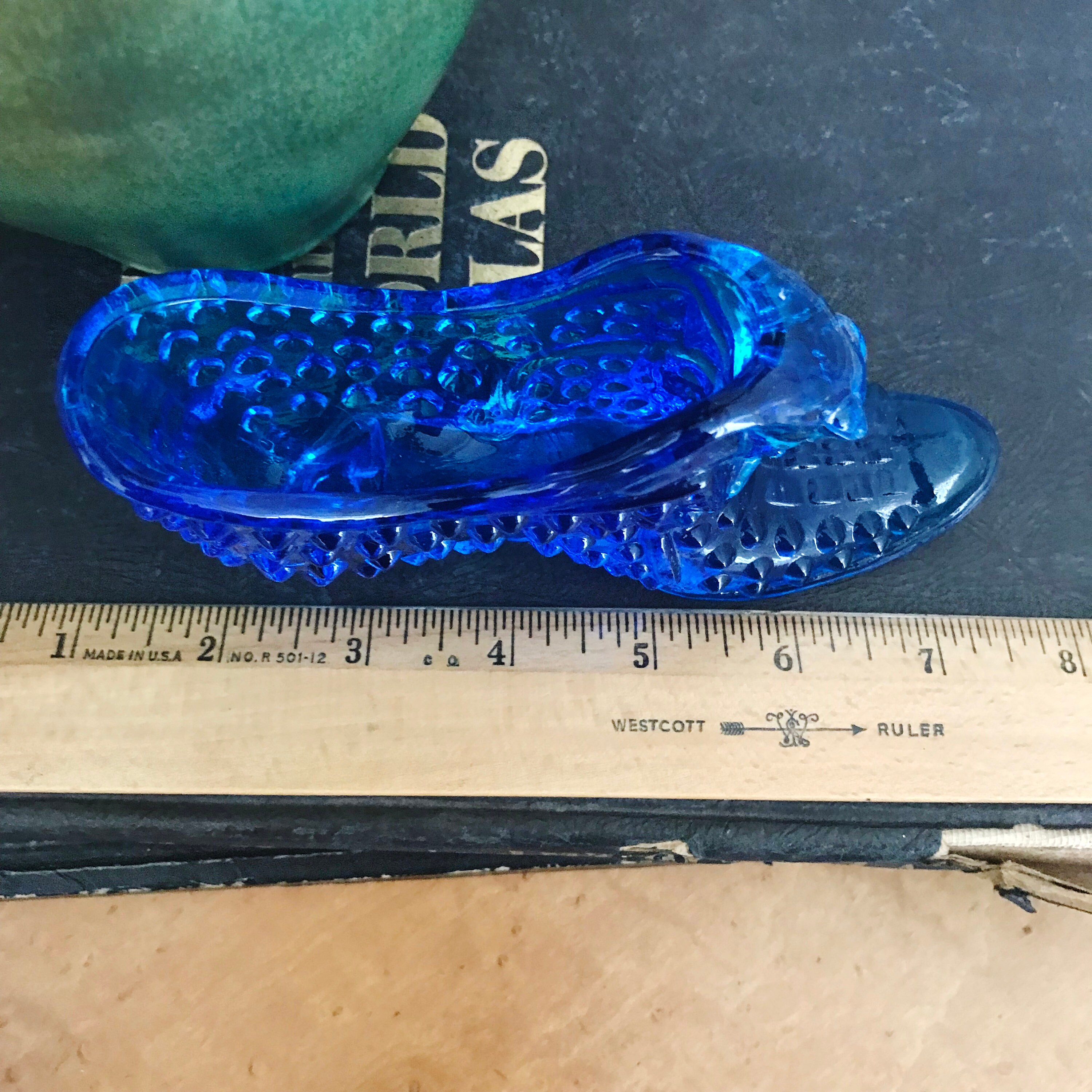 Vintage Fenton Colonial Blue Hobnail Shoe Cat Head Art Glass Etsy