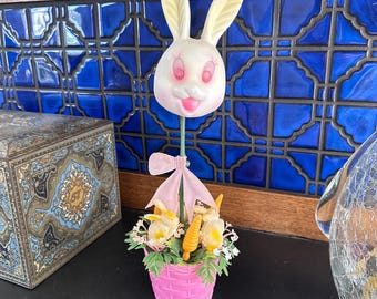 1950s Blow Mold Easter Bunny Basket: Retro Kitsch Spring Decor