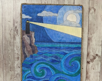 Custom Lighthouse Wooden Laser Cut Wall Art