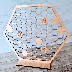 Wooden Honeycomb Bee Earring Stand, Jewelry Organizer image 1