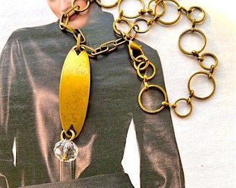 Military Tag with Vintage Crystal Necklace