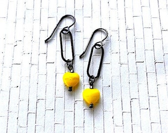 SALE! Yellow Delicate Glass Heart Earrings (was 28.00)