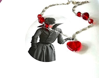 Red Glass Heart Pendant Necklace