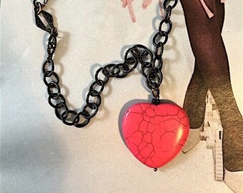 Large Raspberry Heart Pendant Necklace