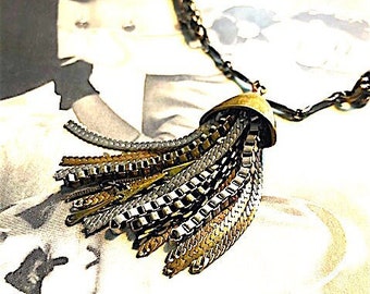 Handmade Multi-Metal Tassel Necklace