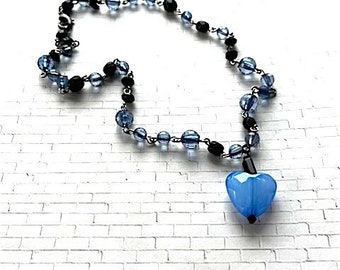 SALE! Black and Blue Heart Necklace (was 32.00)