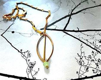 Vintage Gold with Seafoam Green Glass Bead Necklace