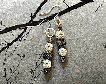 Silver and Grey Sparkly Ball Earrings